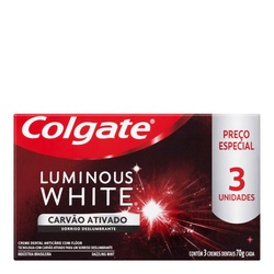 Colgate Cr Kit Luminous White Carvão Ativado 3uni 70g