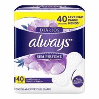 Always Diario Sem Perfume C/40 Unidades
