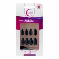 Unhas PostiÇas Fhaces Stiletto Colors Universo Black 28uni